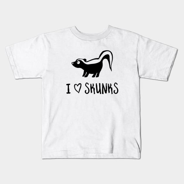 I Heart Skunks for Skunk Lovers Kids T-Shirt by Mochi Merch